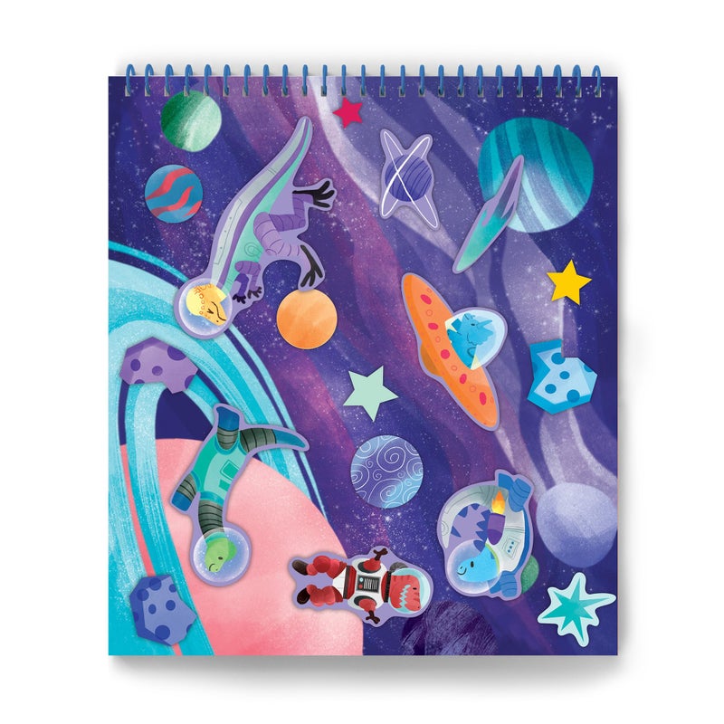 Craft Tastic Sticker It Up! - Dinos Go to Space - Repositionable Stickers with 8 Backgrounds & Over 300 Stickers - Mess Free and Travel Friendly for Kids Ages 3 and Up - Image 2